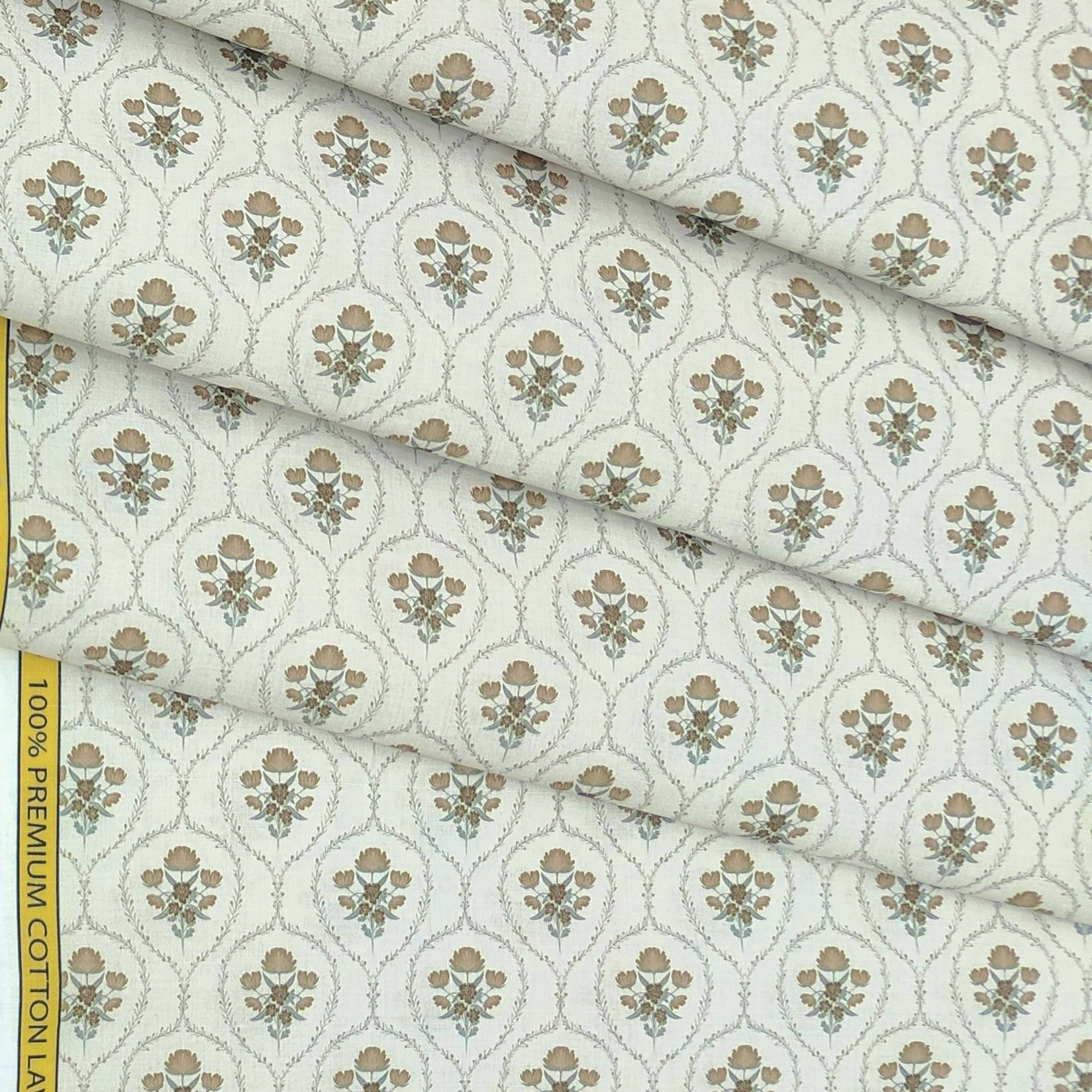 Shirt n Kurta Fabric Stiff Pure Cotton Premium Digital Printed Colour Light Silver